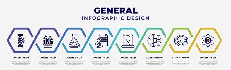 Poster - vector infographic design template with icons and 8 options or steps. infographic for general concept. included bioengineering, info chart, chemical lab, agent script, business incubator, future