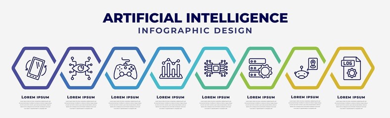 Poster - vector infographic design template with icons and 8 options or steps. infographic for artificial intelligence concept. included tilt, eye tap, game control, value, artificial intelligence,