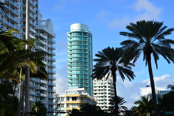 Sticker - Hochhäuser in Miami Beach am Atlantik, Florida