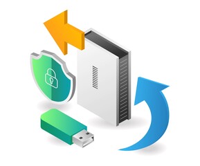 Leinwandbilder - Flat isometric illustration concept. security send flash data to server