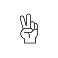 Peace hand gesture line icon