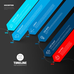 Wall Mural - Blue and red diagonal timeline infographic with big arrows