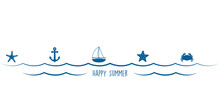 Summer Holiday Marine Design Banner Sea Boat Shell Starfish Ancher