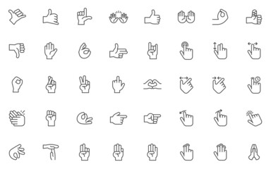 Wall Mural - Hand gestures line icons set