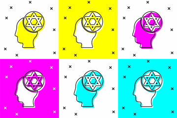 Sticker - Set Orthodox jewish hat icon isolated on color background. Jewish men in the traditional clothing. Judaism symbols. Vector