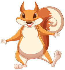 Poster - Cute cartoon squirrel standing on white background