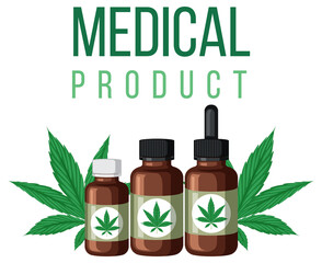 Poster - Cannabis plant in medicine bottles