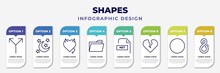 Infographic Template With Icons And 8 Options Or Steps. Infographic For Shapes Concept. Included Y Shaped Intersection, Moon And Stars, Devil Heart With Wings, Open Folder, Net Contents, Heartbreak,