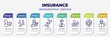 © IconArt - infographic template with icons and 8 options or steps. infographic for insurance concept. included pregnancy insurance, falling, familiar insurance, life wounded, overturned vehicle, deposit