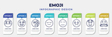 Infographic Template With Icons And 8 Options Or Steps. Infographic For Emoji Concept. Included Ninja Emoji, Sweating Emoji, Curious Tired Expressionless Slightly Frowning Excited Hugging Editable