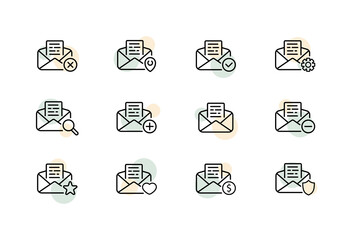 Aufkleber - Message line icon. Incoming SMS, setting, search, mail, notice, notification. Correspondence concept. One line style. Vector line icon for Business and Advertising