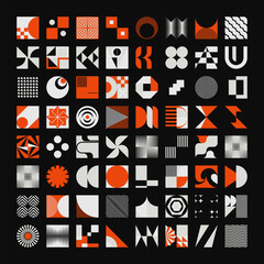 Fototapete - Logo Modernism Aesthetics Vector Abstract Shapes Collection Made With Minimalist Geometric Forms And Figures