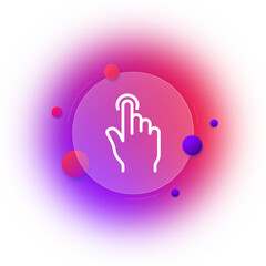 Poster - Click line icon. Hand, pointer, mouse, cursor, arrow, index finger, slide, press. Scrolling concept. Glassmorphism style. Vector line icon for Business and Advertising