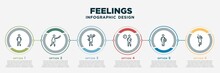 Infographic Template Design With Feelings Icons. Feelings Concept With 6 Options Or Steps. Included Content Human, Terrible Human, Amazed Human, Impatient Good Curious Can Be Used Web, Info Graph,