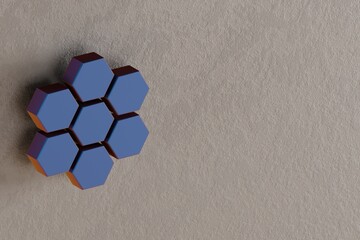 Poster - Beautiful abstract illustrations Blue Hive symbol icons on a wall background. 3d rendering illustration. Background pattern for design.