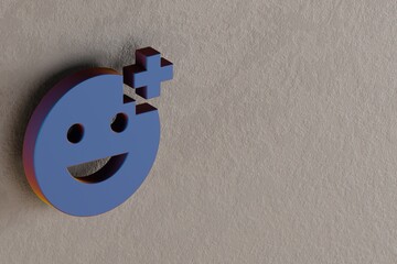 Poster - Beautiful abstract illustrations Blue Add Reaction symbol icons on a wall background. 3d rendering illustration. Background pattern for design.