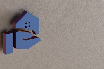 Poster - Beautiful abstract illustrations Blue Real Estate Agent symbol icons on a wall background. 3d rendering illustration. Background pattern for design.