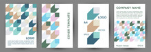 Business Brochure Cover Template Collection Geometric Design. Swiss Style Hipster Voucher Mockup