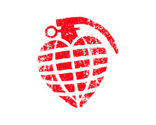Love Heart Grenade Bomb Icon Symbol Shape. Danger Romantic Weapon Sign Logo. Vector Illustration Image. Isolated On White Background.