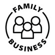 © Revolutionizzed - family business black outline badge icon label isolated vector on transparent background