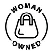© Revolutionizzed - Woman owned business black outline badge icon label isolated vector on transparent background