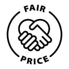 fair price black outline badge icon label isolated vector on transparent background ethical