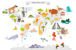 Abstract illustrated world map. Cute colorful vector illustration for children, kids