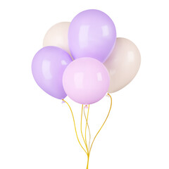 Fototapete - Balloons with ribbons. Isolated 3d object on a transparent background