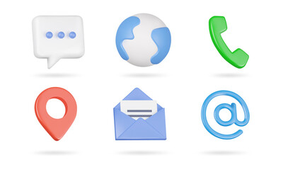 Fototapete - Communication 3d icons set. Isolated objects on a transparent background