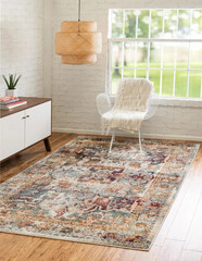 Modern multicolour living area interior room rug.