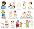 © GraphicsRF - Sticker set of Islamic religious symbols and cartoon characters