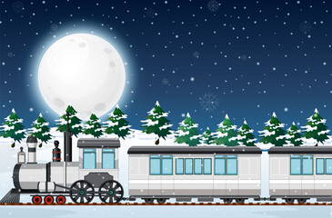 Sticker - Outdoor scene with a steam locomotive train