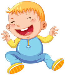 Wall Mural - Cartoon toddler wearing blue clothes