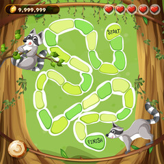 Canvas Print - Game design with raccoons in forest