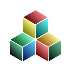Poster - Isometric cube element, icon. Cubist abstract 3d shape