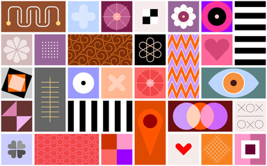 abstract geometric background. abstract design with different coloured geometric shapes. layered vec