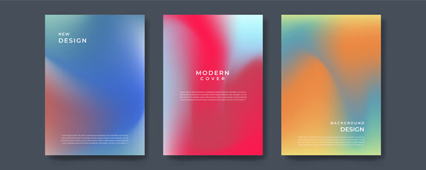 Set of abstract blurry neon glow background layout, cover, poster, wallpaper design template