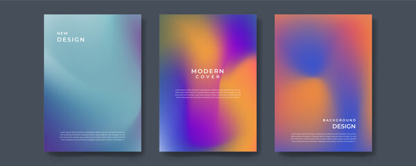 Set of abstract blurry neon glow background layout, cover, poster, wallpaper design template