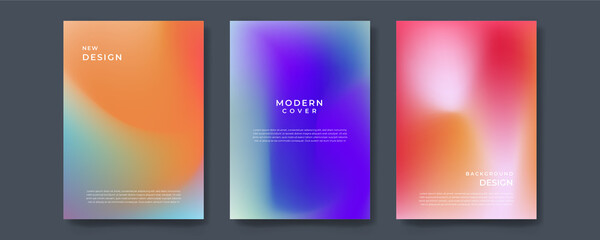 Wall Mural - Set of abstract blurry neon glow background layout, cover, poster, wallpaper design template