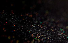 Glitter Wallpaper, Abstract Glitter Background With Circles, Modern Design Overlay With Sparkling Glitters. Black Background Glitter Sparkles With Shiny Effect