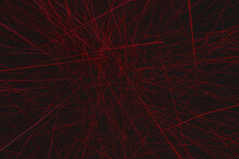 Red Irregular Linear Chaos Effect Background Texture. Abstract Technology And Futuristic 3d Illustration