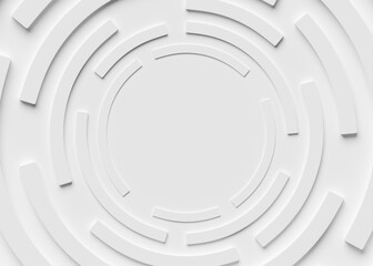 Fototapete - Abstract white geometric background made of broken circles with copy space in the middle. 3d rendering