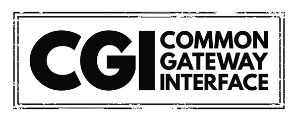 Aufkleber - CGI Common Gateway Interface - provides the middleware between www servers and external databases and information sources, acronym text concept background