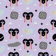 Psychedelic Acid Seamless Pattern with Heart