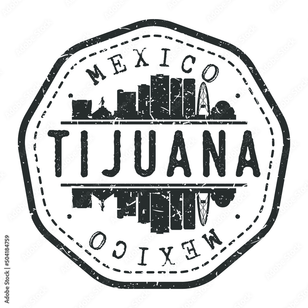 Vector de Stock Tijuana, Baja California, Mexico Stamp Skyline Postmark.  Silhouette Postal Passport. City Round Vector Icon. Vintage Postage Design.  | Adobe Stock, image size:1000x1000