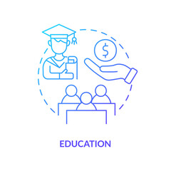 Education blue gradient concept icon. Financial provision. Scholarships and grants. Expenditures abstract idea thin line illustration. Isolated outline drawing. Myriad Pro-Bold font used