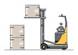 © norsob - Line vector design of modern reach truck forklift with the operator and cargo.
