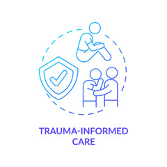 Wall Mural - Trauma informed care blue gradient concept icon. Patient experience healing. Mental health trend abstract idea thin line illustration. Isolated outline drawing. Myriad Pro-Bold font used