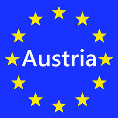 Wall Mural - flag of european union with austria. eu flag. country border sign of the of austria. vector illustra