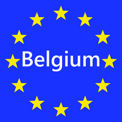 Wall Mural - flag of european union with belgium. eu flag. country border sign of the of belgium. vector illustra